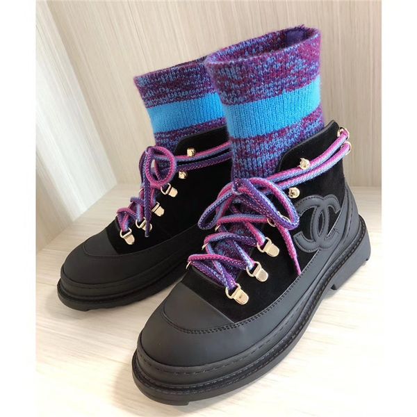 

fashion women's boots leather high-martin short boots women's thick-stretch stretch knit socks and boots size 35-40 01, Black