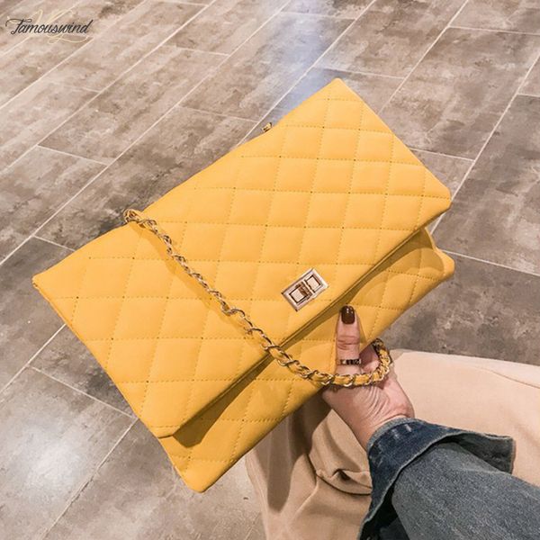 

2020 brand designer quilted handbag clutch bags ladies yellow envelope big tote shoulder crossbody bag women sac purse