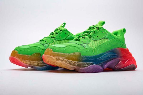 

2019 dad shoes paris 17fw triple-s sneakers men/women rainbow color green running shoes cushion shoes