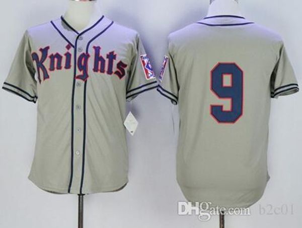 

Men #9 Roy Hobbs The Natural New York Knights Jersey Grey