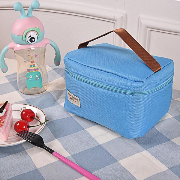 

portable fresh insulation lunch box tote picnic storage bag pouch lunch bags, Blue;pink