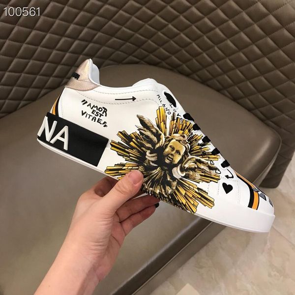 

High Quality mens designers shoes DOLCE & GABBANA Prince graffiti print sneakers DG designers Sneakers white ace Shoes Size 38-44