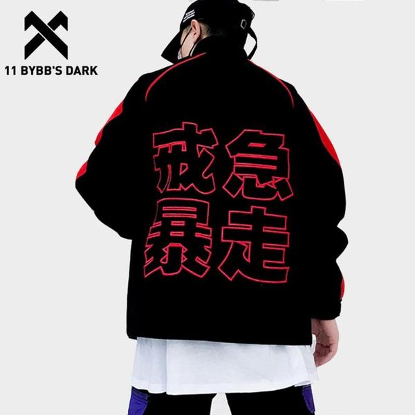 

11 bybb's dark chinese letter embroidery bomber jackets men hip hop track windbreaker fashion casual streetwear baseball jacket, Black;brown