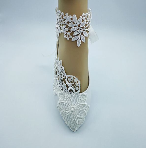 Handmade Women Fashion Ivory Wedding Shoes Flat Ballet Pearl Lace