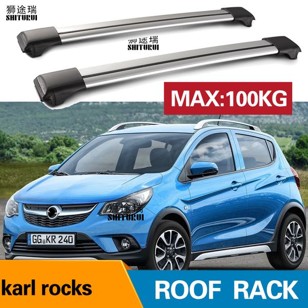 

shiturui 2pcs roof bars for opel karl rocks 2017 2018 2019 suv aluminum alloy side bars cross rails roof rack luggage carrier