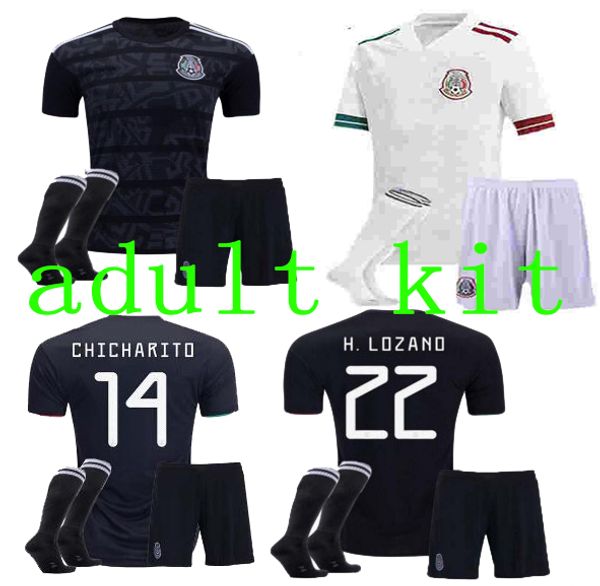 

комплект для взрослых мексики футбола джерси 2020 2021 h.lozano h.herrera r.marquez chicharito a.guardado lainez 29 футбола джерси 20 21 мек, Black