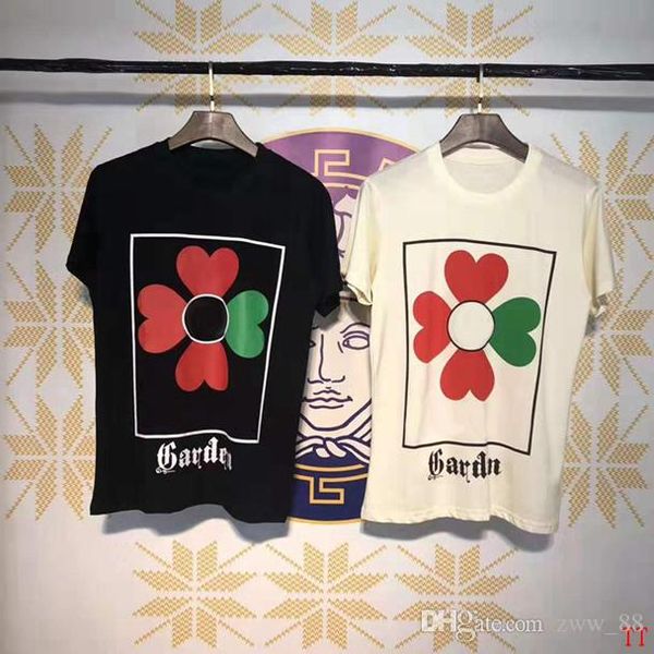 

19ss summer luxury europe italy double color flowertee tshirt fashion men women t shirt casual cotton tee top, White;black