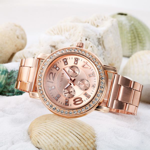 

fashion geneva quartz wristwatches casual women watch female bracelet watch stainless steel ladies clock gift zegarek damski #w, Slivery;brown