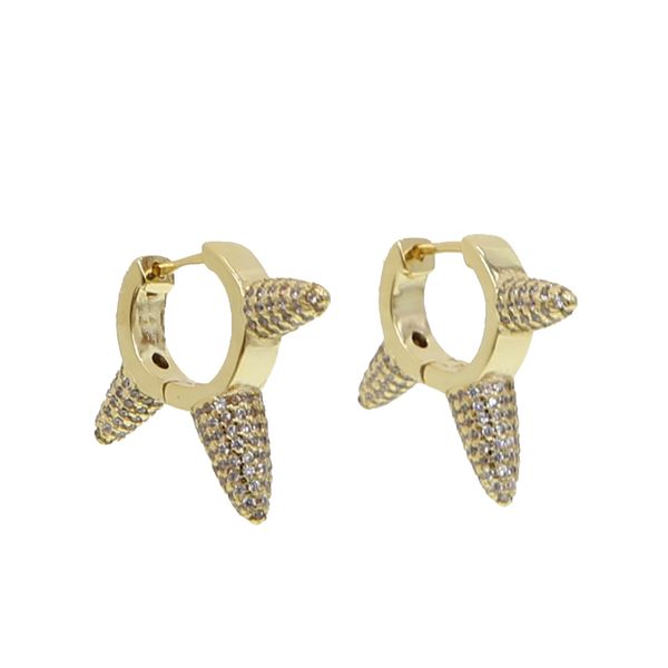 

new style 2019 delicate gold filled 3 spike hoop earring for women mirco paved clear cz chic jewelry party gifts dropshipping, Golden;silver