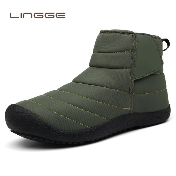 

winter men boots shoes slip on casual ankle waterproof warm snow boots comfortable outdoor non-slip plus size 36-47 shoes, Black