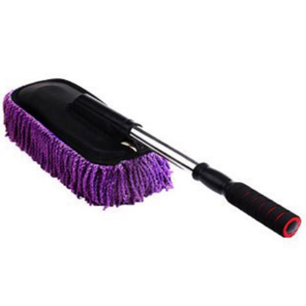 

car wash cleaning brush duster dust wax mop microfiber telescoping dusting tool with adjustable long handle purple