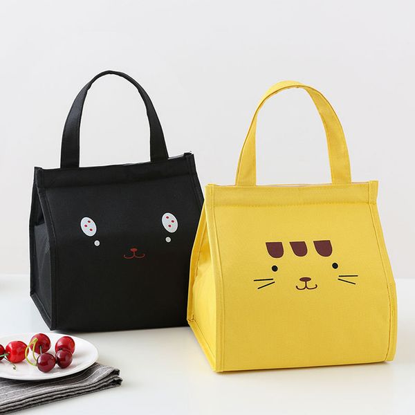 

functional pattern cooler lunch box portable insulated canvas lunch bag cartoon cute portablethickening insulated box bags y10, Blue;pink