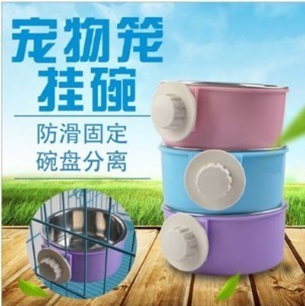 

new pattern suspension fixed type stainless steel pets bowl dog food drinking water basin parrot the gift box pets articles
