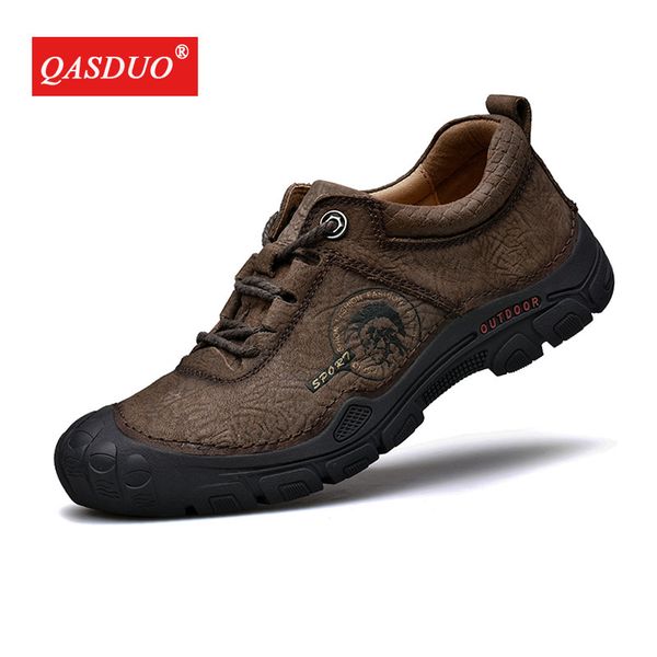 

men tactical boots genuine leather outdoor breathable sneaker mountain hiking shoes hunting boots outside walking tourism shoes, Black