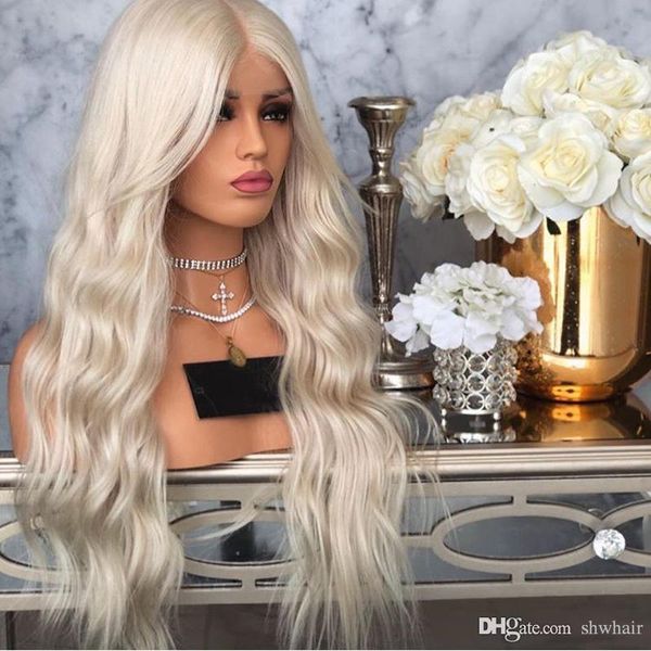 Synthetic Lace Front Wigs Blonde With Baby Hairs Long Body Wave