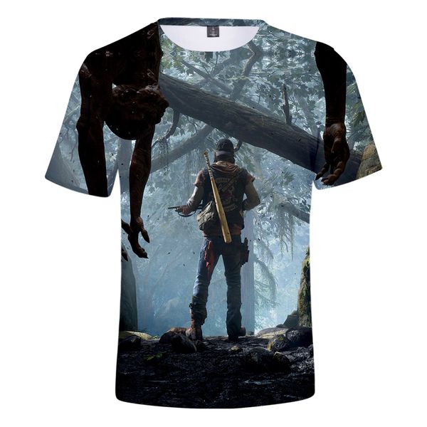 

days gone 3d style summer short-sleeved t-shirt 2019 new t-shirt trend casual short-sleeved mens fashion harajuku 3d tee shirt, White;black
