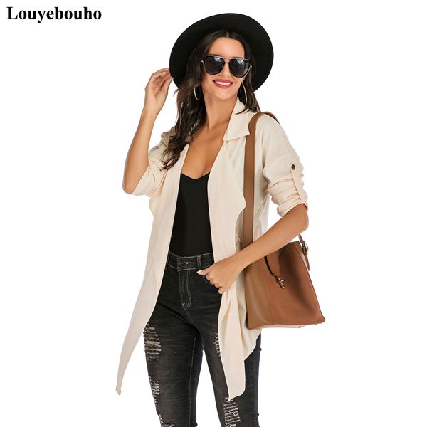 

new fashion women solid coat autumn winter turn down collar pockets jacket ladies casual slim cardigan elegant outerwear clothes, Tan;black