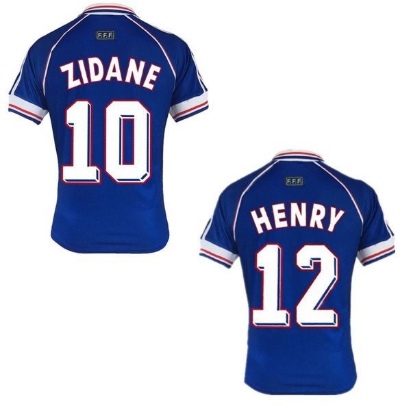 

1998 retro soccer jerseys ZIDANE HENRY shirts man soccer tops home football uniforms soccer outfits blue outfits custom any name number