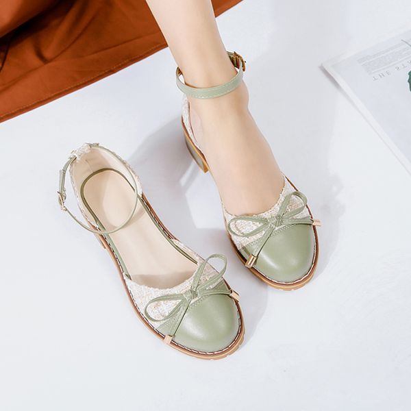 

shallow mouth spring shoes block heels all-match sandals med 2019 summer suit female beige chunky fashion ladies medium, Black