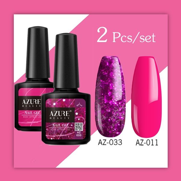 

beauty 2pcs/lot nail polish kit soak off glitter color gel nail art manicure semi permanent led gel polish shiny color, Red;pink
