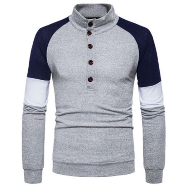 

men's sweaters men long sleeve pullover high neck turtleneck stretch slim casual sweater jumper warm cloth bottons patchwork, White;black