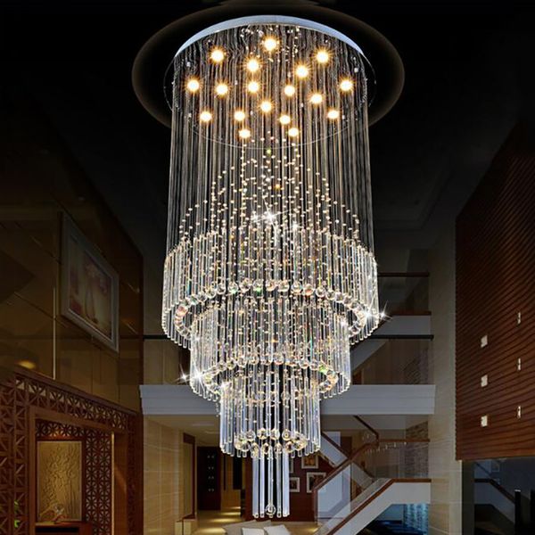 Moderne Kristall Pendelleuchte Regentropfen Decke Kronleuchter Licht Kristall Hängelampe Wohnzimmer Esszimmer Treppe AC110-240V mit Glühbirnen