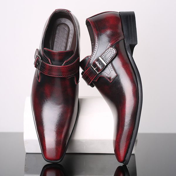 

men's fashion casual pointed toe business leather formal office dress shoes classic men's suits shoes slip on dress office, Black