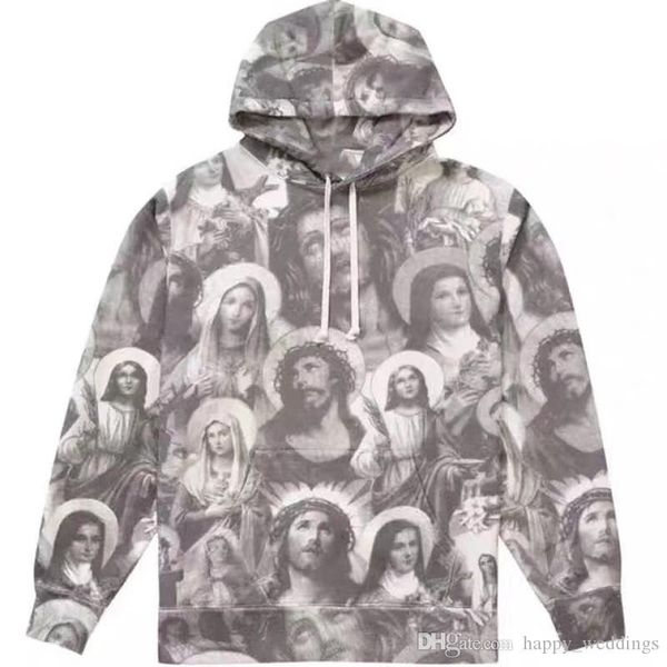 

18fw jesus and mary sweatshirt hoodie men women streetwear hoodie hooded, Black