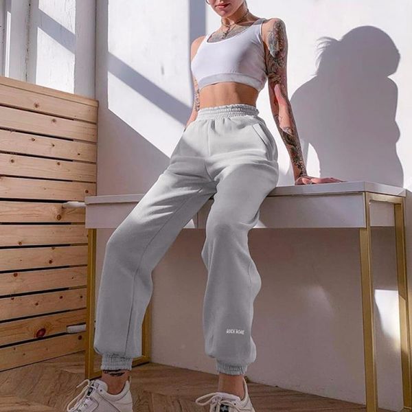 

women's pants & capris women sport casual jogging winter warm loose sportswear trousers female fashion grey streetwear cargo, Black;white