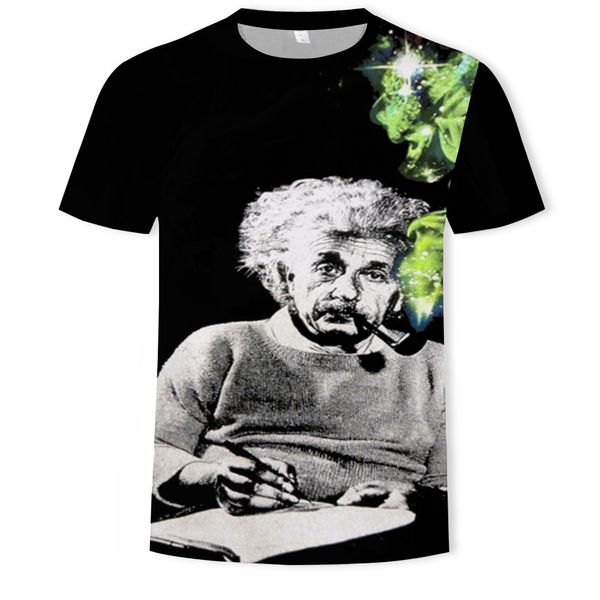 

mens designer smoking old man 3d digital printing round collar t-shirt, White;black