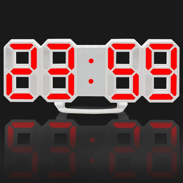 

3d led digital wall clocks 24 / 12 hours display modern desk clock 3 brightness levels dimmable nightlight snooze function