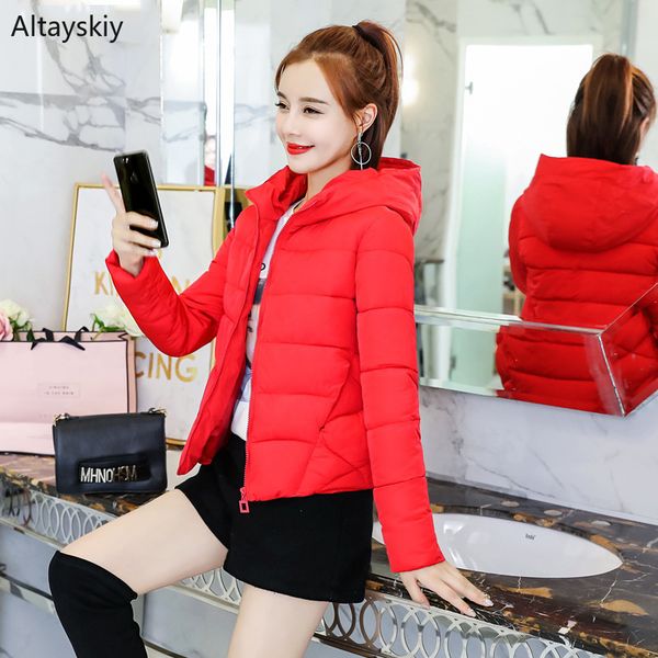 

parkas women solid simple elegant all-match winter warm womens cute leisure female hooded zipper pockets chic soft outwear parka, Black