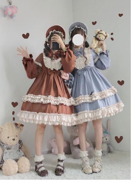 

original genuine winter light sweet lolita is lolita cocoa milk shake the op daily japanese girl soft sister stripe dress, Blue