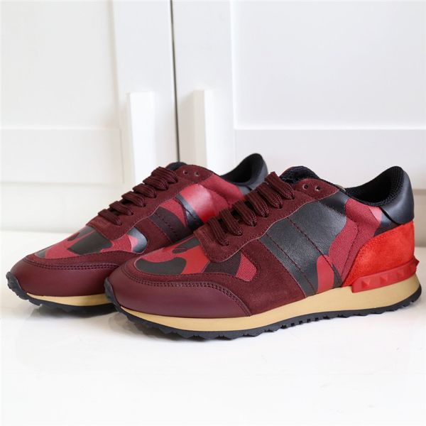 

2019 [original box] camo suede studded camouflage rock runner sneaker shoes for women and men stud casual flat shoes r, Black