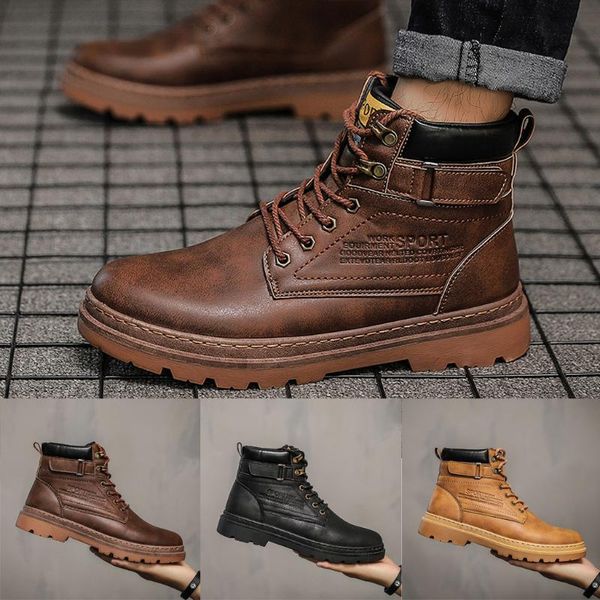 

men's autumn casual booties fashion motorcycle boots round boots, Black