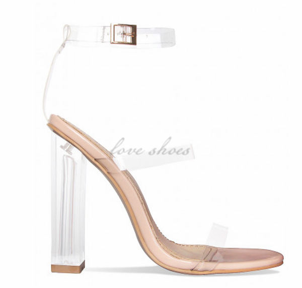 

nude patent multi clear strap heels latest ladies shoes designs, Black