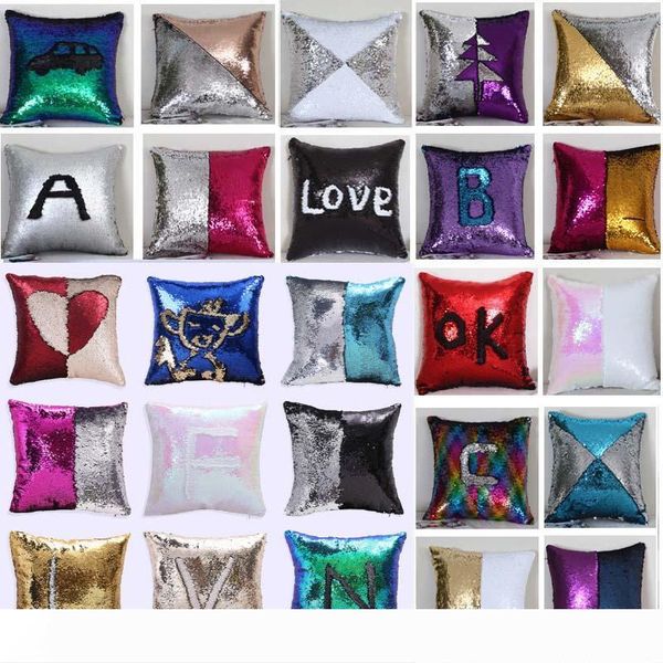

sequin mermaid cushion cover pillow case pillow cover home decorative bling magic reversible glitter sofa car pillowcase xmas hh7-1526