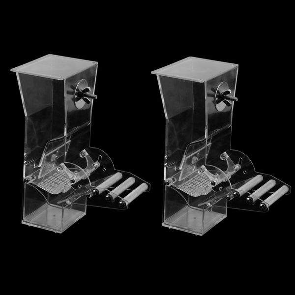 

2x no-mess bird feeder parrot automatic feeder with perch cage accessories