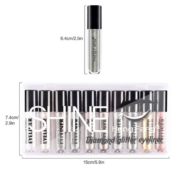 

2019 waterproof smudge-proof brighten luminous liquid eye liner maquiagem 10pcs shimmer eyeliner long-lasting