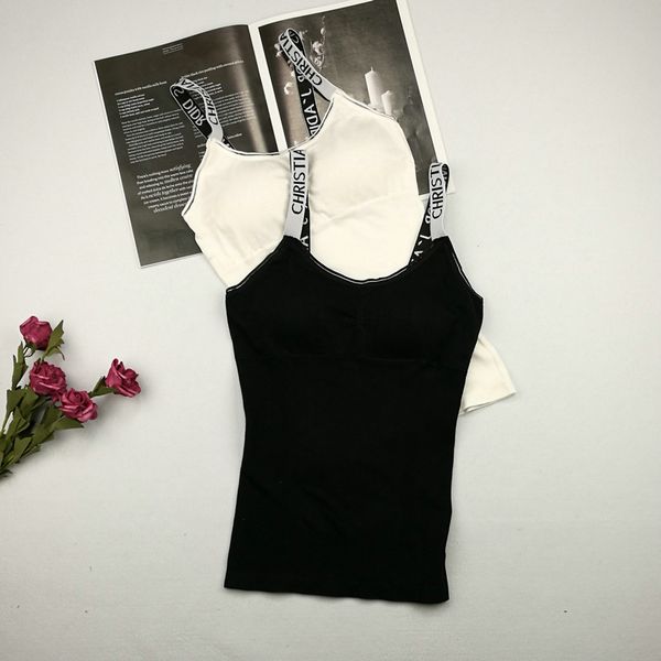 

2020 элегантные женщины повседневная tank tops летней женщины нет стальное кольцо интегрированная с chest pad жилет дна рубашки повседневный, White