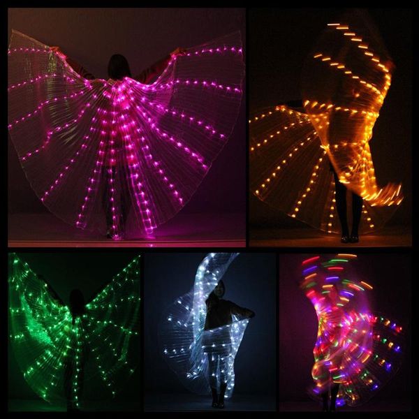

belly dance led wings for women girls glow butterfly led wings light up shining colorful stage performance props wing, Black;red