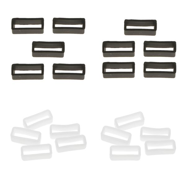 

20pcs 22mm silicone strap loops keeper retainer secure rings, Black;brown