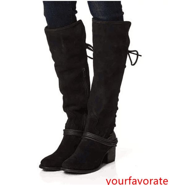 

designer shoes women vintage knee boots back lace-up leather cowboy high heel booties australia martin boots winter snow boot size 35-43