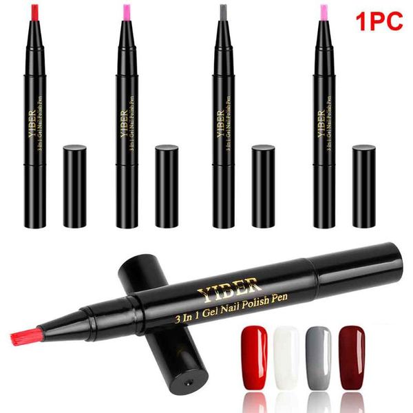 

3 in 1 non-toxic professional uv soak off diy art nail gel polish pen easy use led home one step quick dry glitter paint, Red;pink