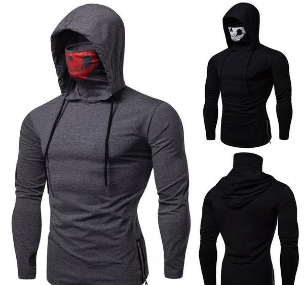 

метанию зима теплая маска черепа с капюшоном пуловер свитер толстовки толстовка jumper tops, Black