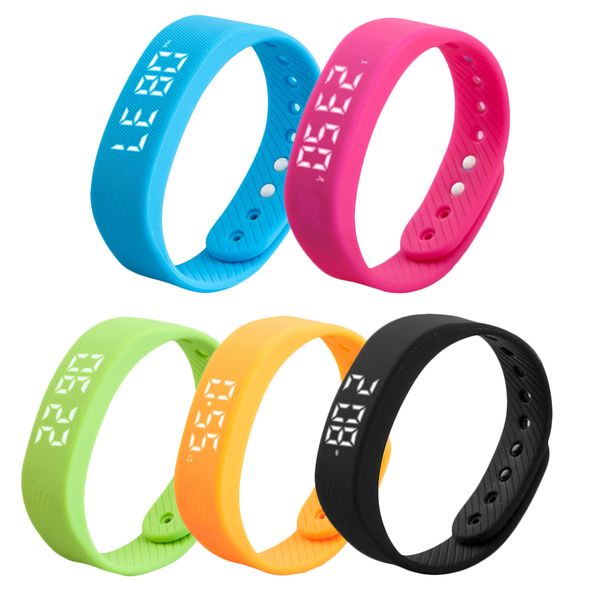 

3d t5 led display sports gauge fitness bracelet smart step tracker pedometer 5 colors new arrival
