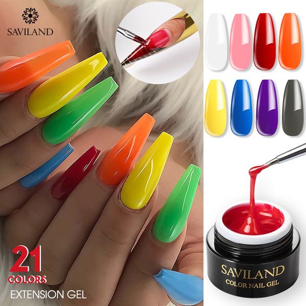

saviland poly gel rainbow builder gel nail extension nail hard semi permanent soak off uv building lacquer, Red;pink