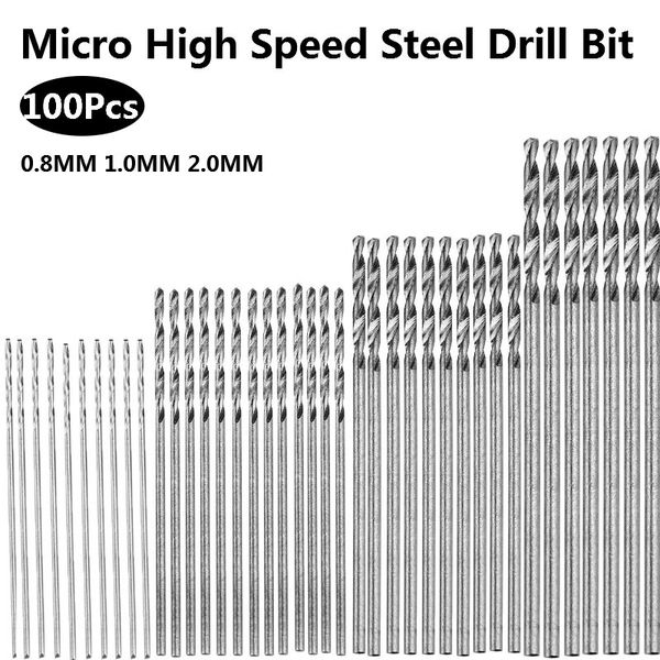 

100pcs drill bit micro high speed steel hss straight shank mini twist drill bits electric rotary power tools 0.8-2.0mm