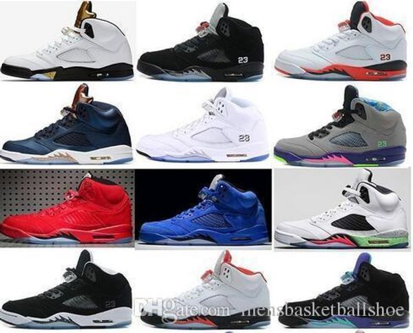 

2019 new 5 5s v olympic metallic gold white cement man basketball shoes og black metallic red blue suede fire red sport sneakers