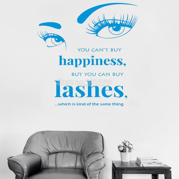 You Can T Buy Happiness Wall Sticker Quote Art Lashes Decal Livingroom Vinyl Mural Wall Decals Bedroom Romantic Home Decor Big Stickers For Walls Big